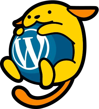 Wapuu abrazando el logotipo de WordPress