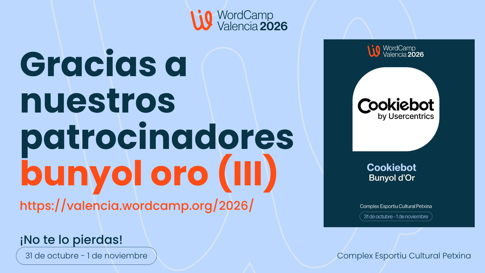 Cookiebot by Usercentrics, patrocinador Bunyol de Oro de WordCamp Valencia 2026