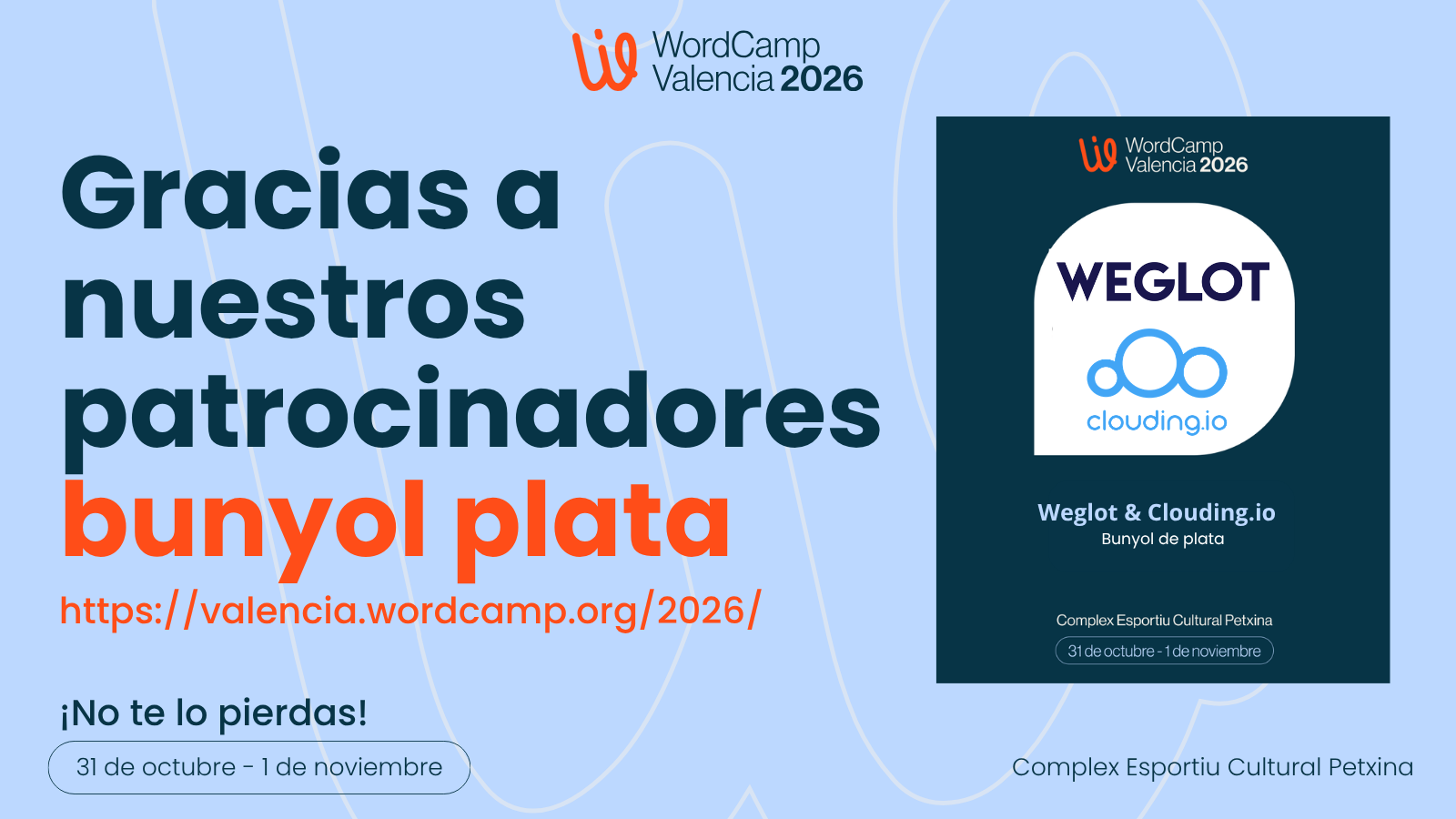 Weglot y Cloudin.io, patrocinadores Bunyol de Plata de WordCamp Valencia 2026
